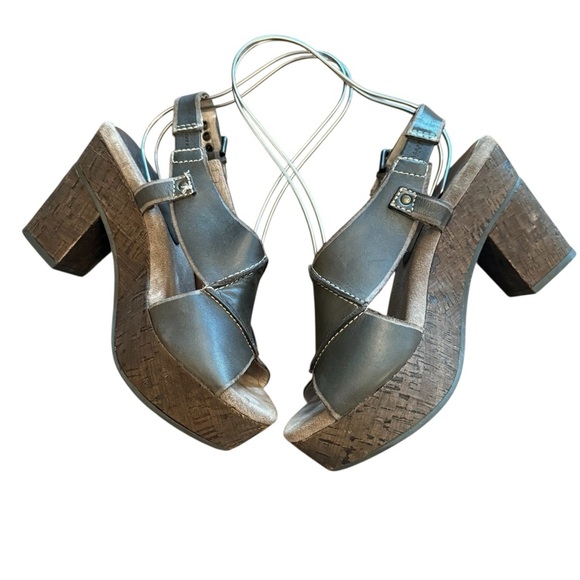OTBT Black Hawk Slingback Brown Leather Platform Sandal Size 7. - Picture 1 of 6